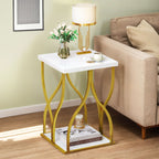 Console moderne dorée avec plateau en marbre pour entrée et couloir