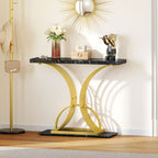 Console moderne dorée avec plateau en marbre pour entrée et couloir