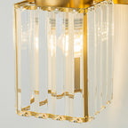 Applique murale moderne dorée à intensité variable, style cylindre glamour pour salle de bain, en cristal, pour vanité