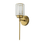 Applique murale moderne dorée à intensité variable, style cylindre glamour pour salle de bain, en cristal, pour vanité