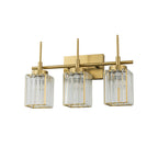 Applique murale moderne dorée à intensité variable, style cylindre glamour pour salle de bain, en cristal, pour vanité