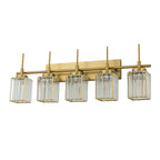 Applique murale moderne dorée à intensité variable, style cylindre glamour pour salle de bain, en cristal, pour vanité