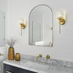 Applique murale moderne dorée à intensité variable, style cylindre glamour pour salle de bain, en cristal, pour vanité
