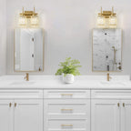 Applique murale moderne dorée à intensité variable, style cylindre glamour pour salle de bain, en cristal, pour vanité