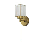 Applique murale moderne dorée à intensité variable, style cylindre glamour pour salle de bain, en cristal, pour vanité