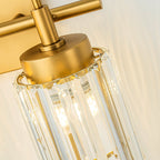 Applique murale moderne dorée à intensité variable, style cylindre glamour pour salle de bain, en cristal, pour vanité