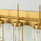 Applique murale moderne dorée à intensité variable, style cylindre glamour pour salle de bain, en cristal, pour vanité