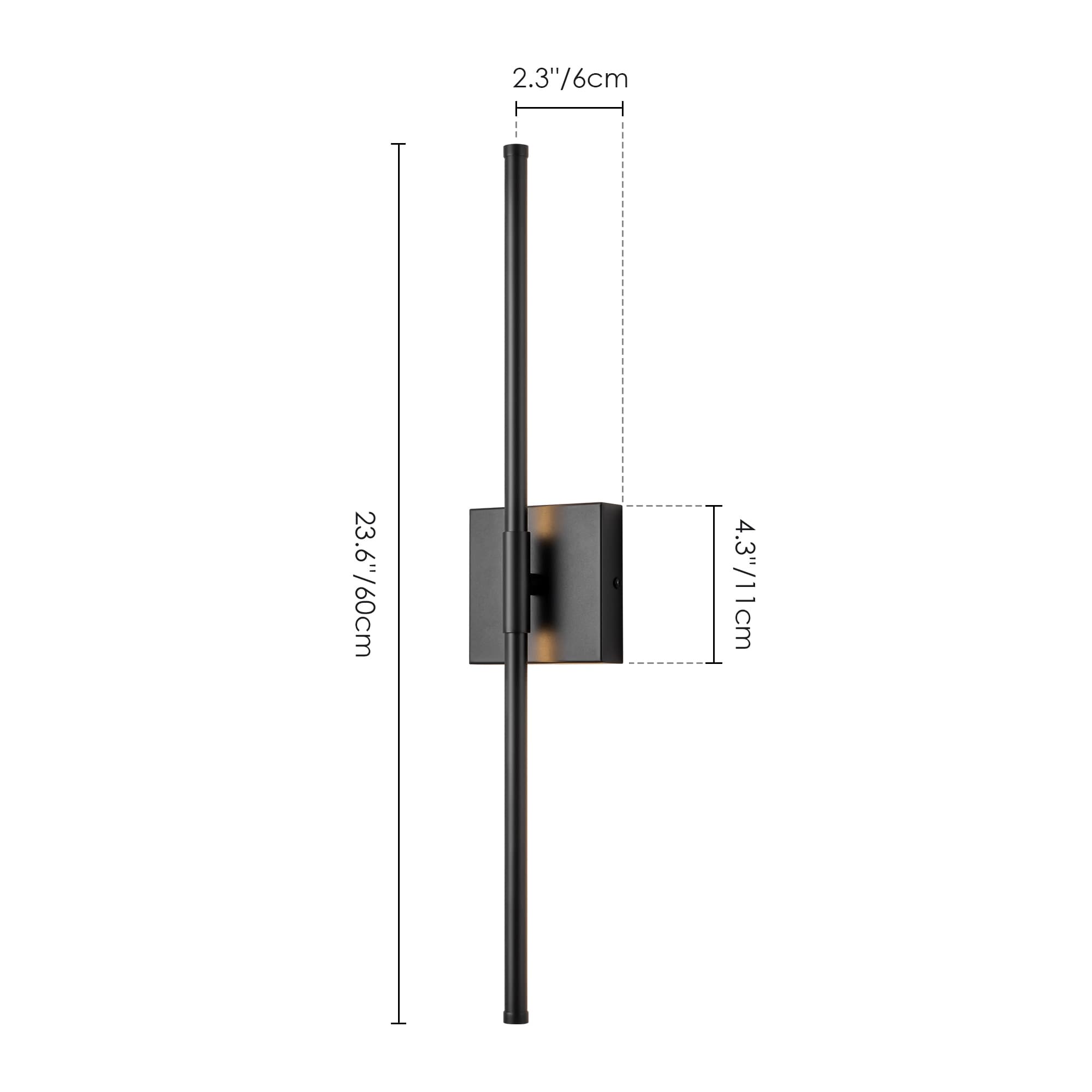Applique murale de salle de bain à 1 lumière, linéaire et moderne, à intensité variable, à DEL intégrée, de 23,6 po