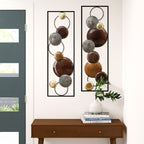 Décoration murale moderne en métal doré et marron (lot de 2)