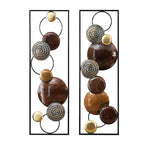 Décoration murale moderne en métal doré et marron (lot de 2)