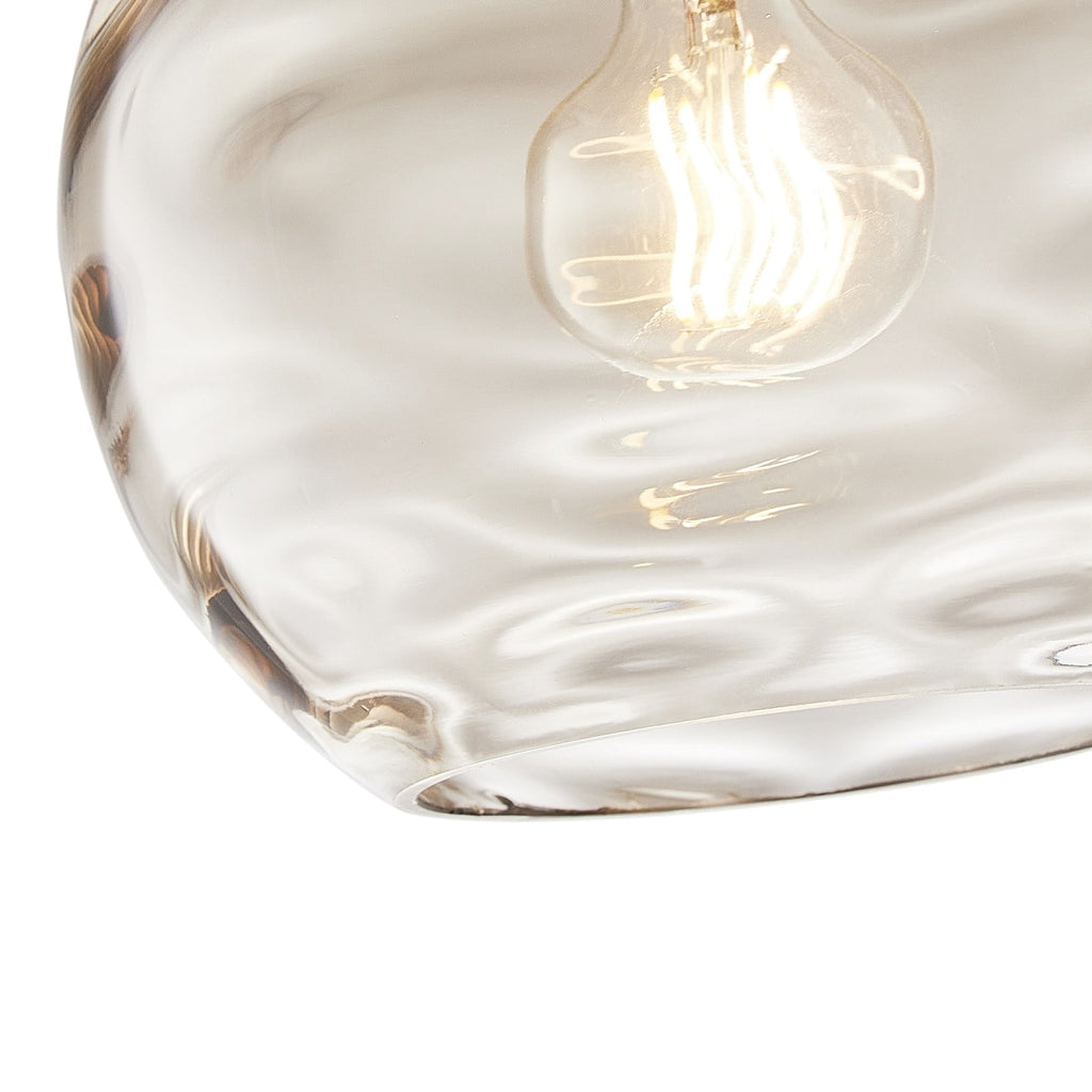 Lampe suspendue moderne noire à 1 lumière avec abat-jour en verre transparent ondulé