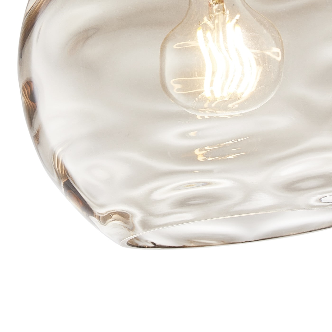 Lampe suspendue moderne noire à 1 lumière avec abat-jour en verre transparent ondulé