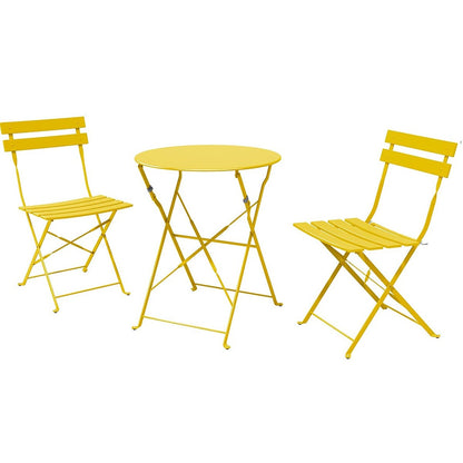 Ensemble bistrot pliant en métal 3 pièces, résistant aux intempéries, pour l'extérieur et l'intérieur, idéal pour la terrasse, la cour et le jardin.