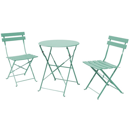 Ensemble bistrot pliant en métal 3 pièces, résistant aux intempéries, pour l'extérieur et l'intérieur, idéal pour la terrasse, la cour et le jardin.