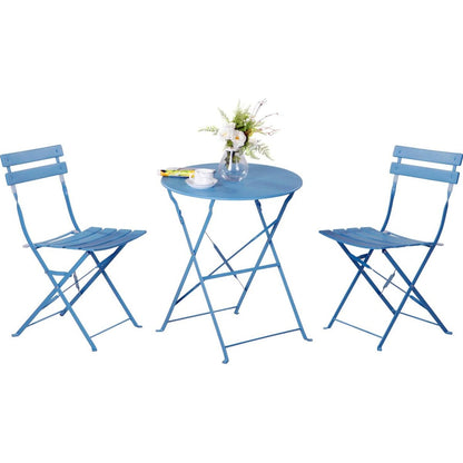 Ensemble bistrot pliant en métal 3 pièces, résistant aux intempéries, pour l'extérieur et l'intérieur, idéal pour la terrasse, la cour et le jardin.