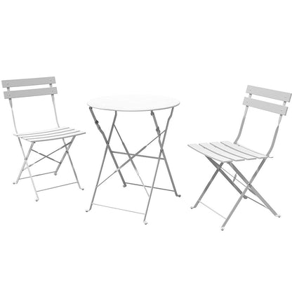Ensemble bistrot pliant en métal 3 pièces, résistant aux intempéries, pour l'extérieur et l'intérieur, idéal pour la terrasse, la cour et le jardin.