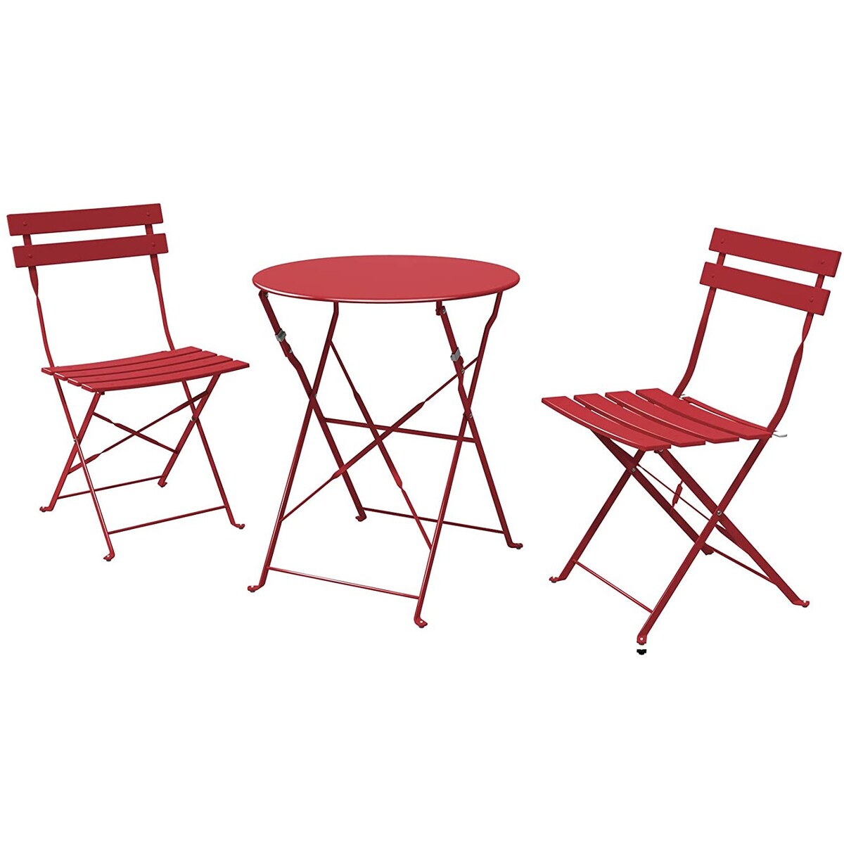 Ensemble bistrot pliant en métal 3 pièces, résistant aux intempéries, pour l'extérieur et l'intérieur, idéal pour la terrasse, la cour et le jardin.