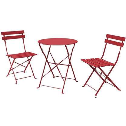 Ensemble bistrot pliant en métal 3 pièces, résistant aux intempéries, pour l'extérieur et l'intérieur, idéal pour la terrasse, la cour et le jardin.