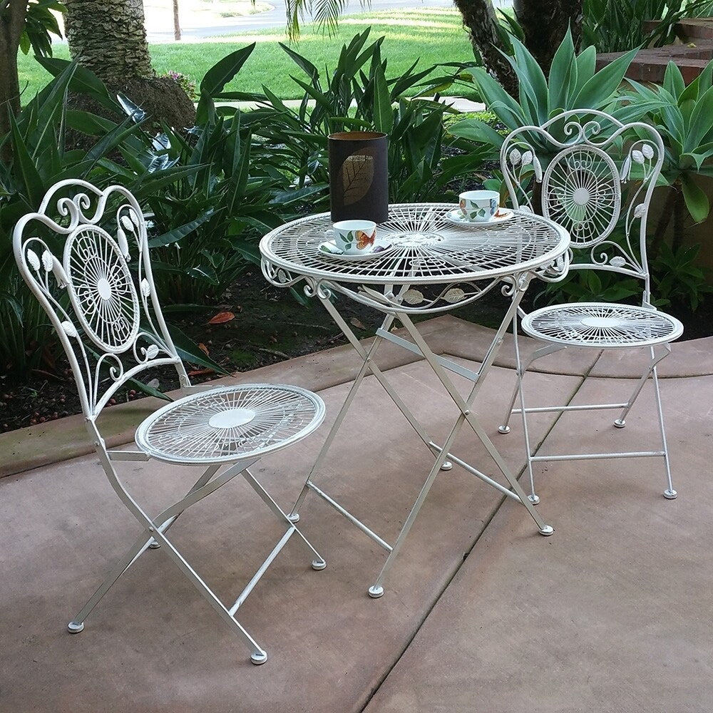 Ensemble bistrot pliant 3 pièces en fer vieilli Bordeaux de Modern Home