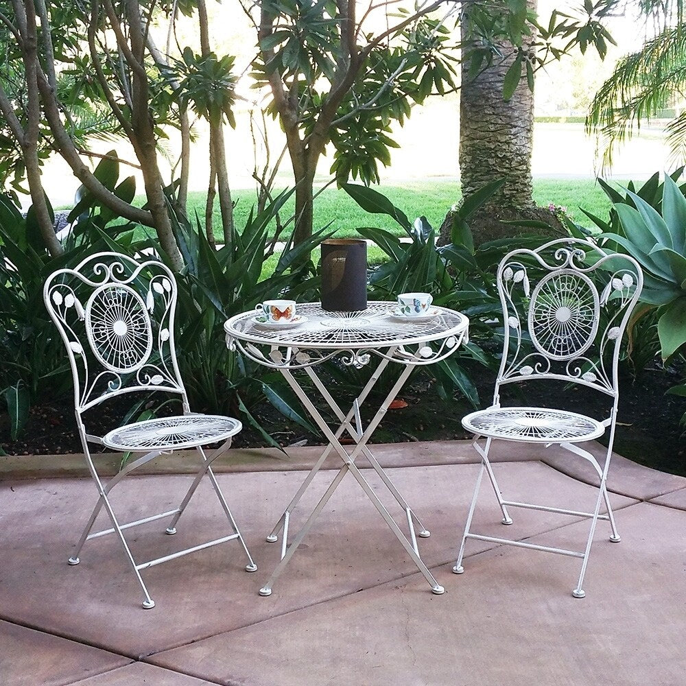 Ensemble bistrot pliant 3 pièces en fer vieilli Bordeaux de Modern Home