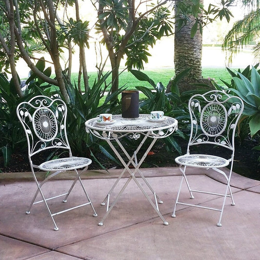 Ensemble bistrot pliant 3 pièces en fer vieilli Bordeaux de Modern Home