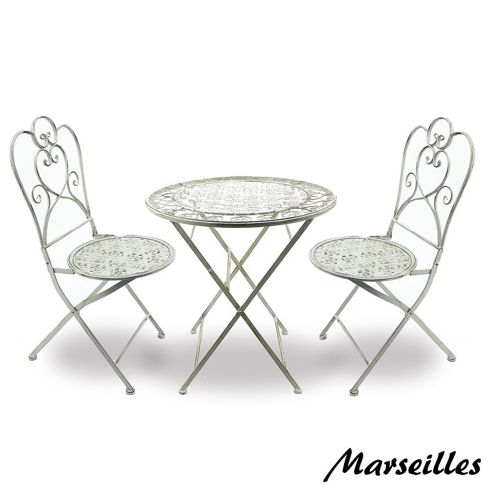 Ensemble bistrot pliant 3 pièces en fer vieilli de Modern Home Marseille