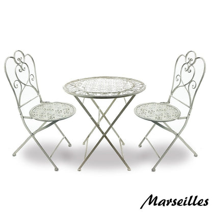 Ensemble bistrot pliant 3 pièces en fer vieilli de Modern Home Marseille