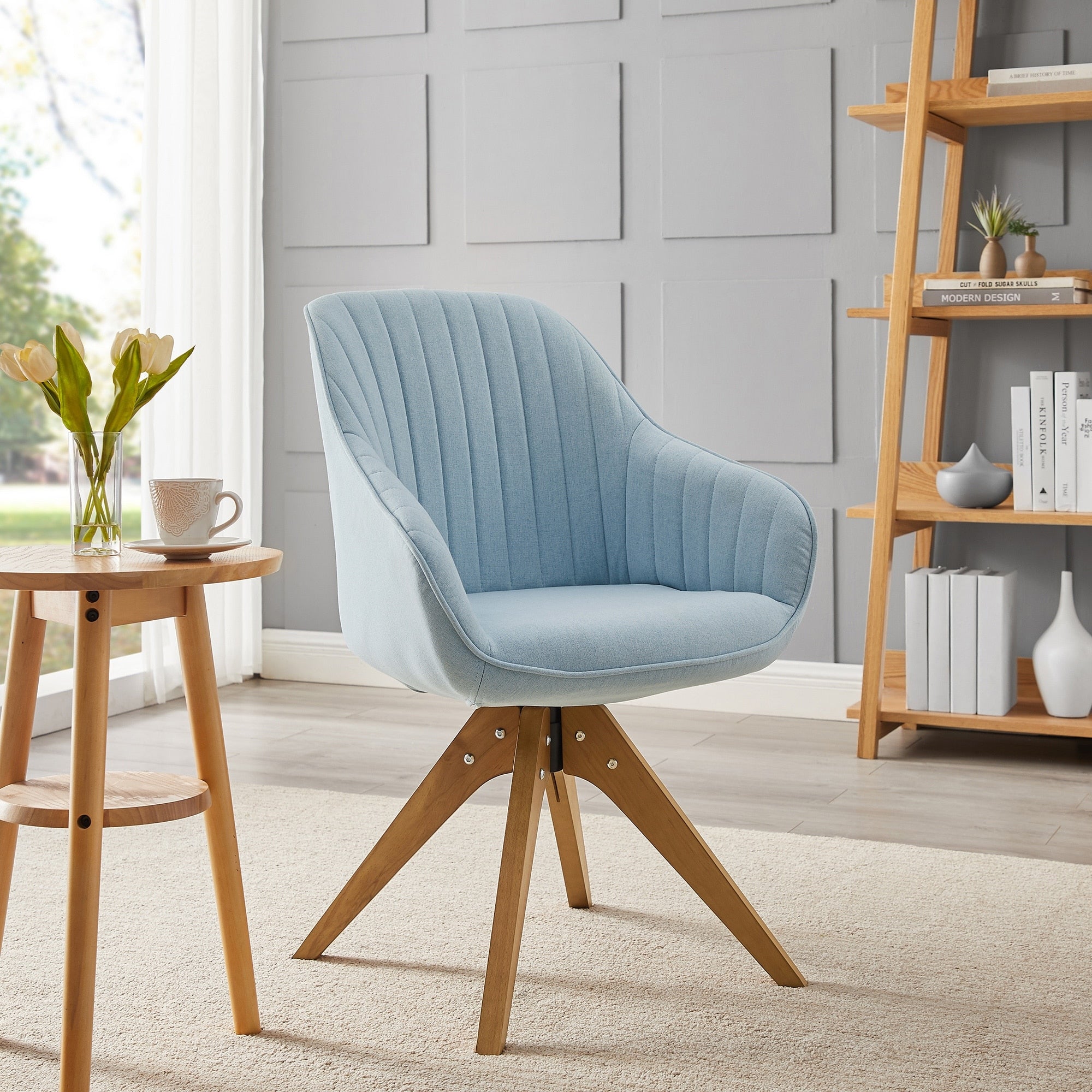Fauteuil d'appoint pivotant Art Leon moderne avec pieds en bois
