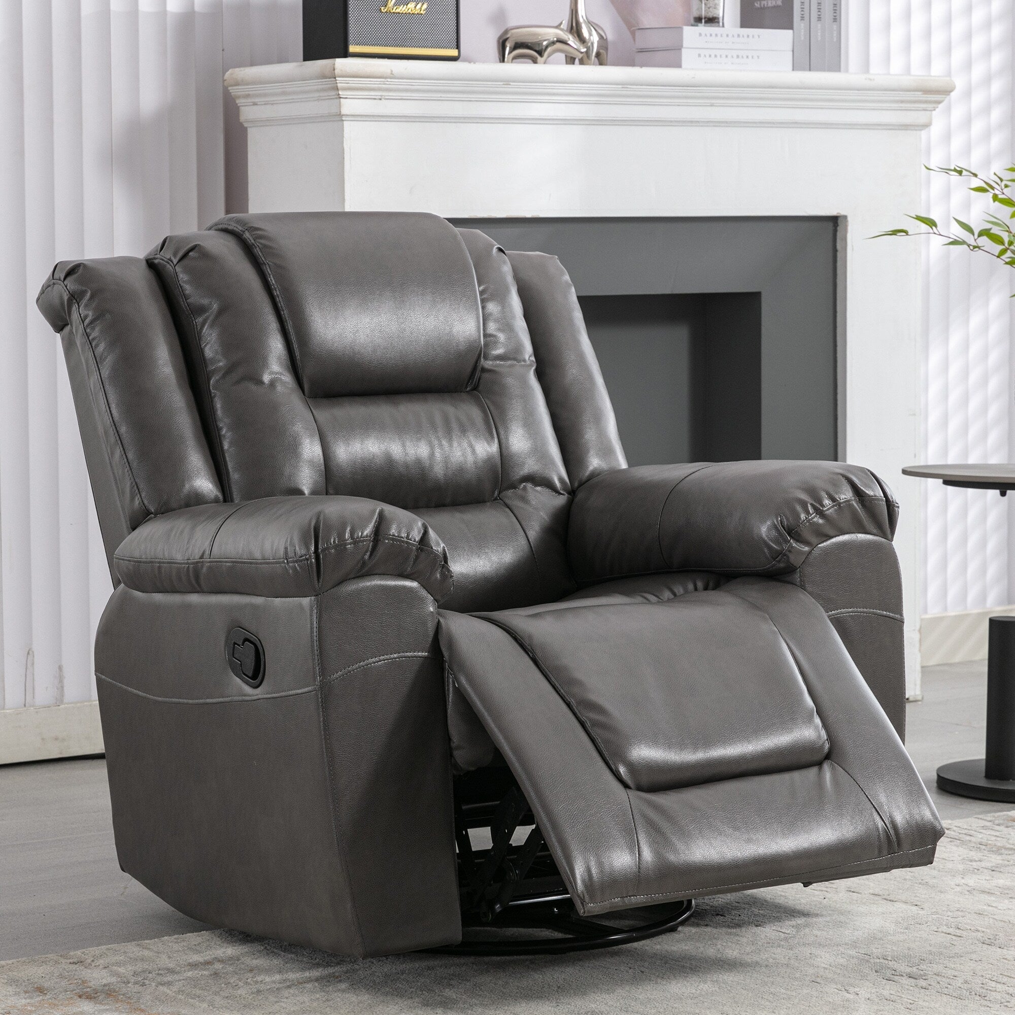 Fauteuil inclinable pivotant manuel pour home cinéma moderne, fauteuil à bascule simple avec accoudoirs larges et coussins imperméables
