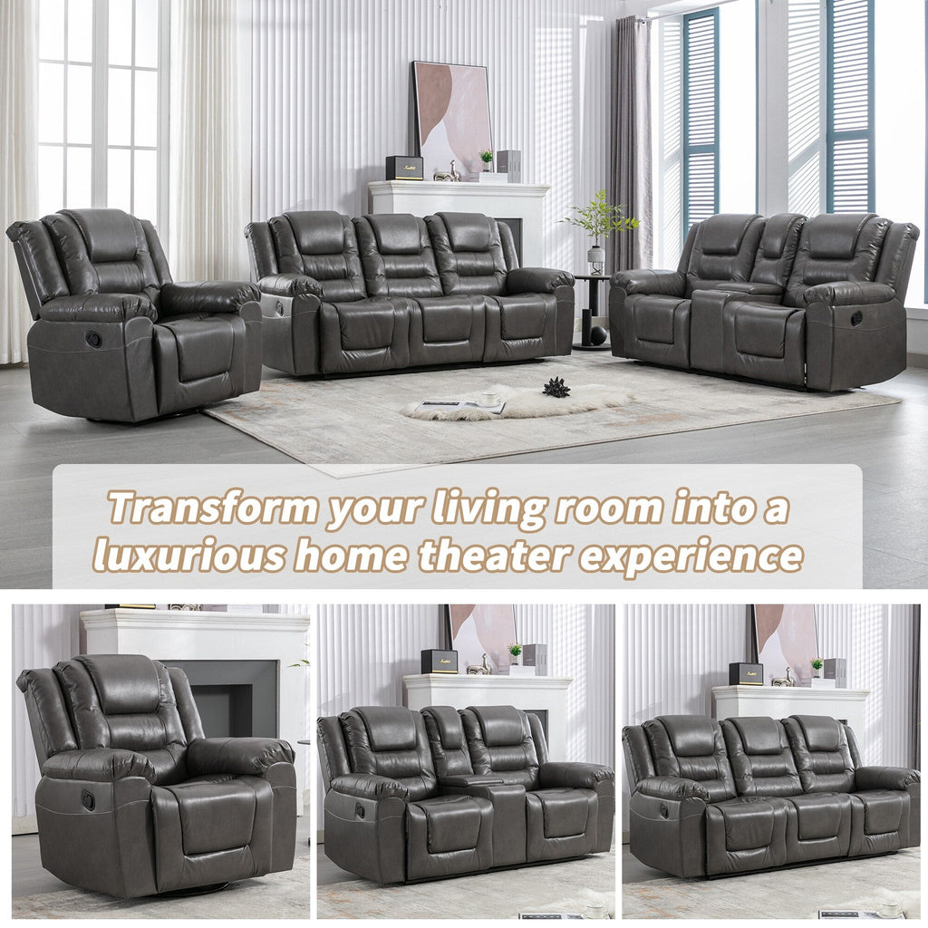 Fauteuil inclinable pivotant manuel pour home cinéma moderne, fauteuil à bascule simple avec accoudoirs larges et coussins imperméables