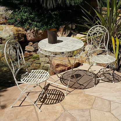 Ensemble bistrot pliant 3 pièces en fer vieilli Modern Home Versailles