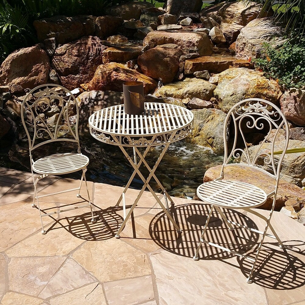 Ensemble bistrot pliant 3 pièces en fer vieilli Modern Home Versailles