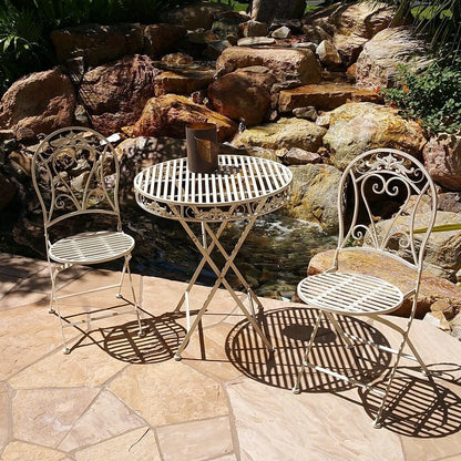 Ensemble bistrot pliant 3 pièces en fer vieilli Modern Home Versailles