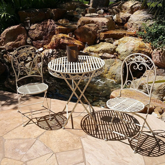 Ensemble bistrot pliant 3 pièces en fer vieilli Modern Home Versailles