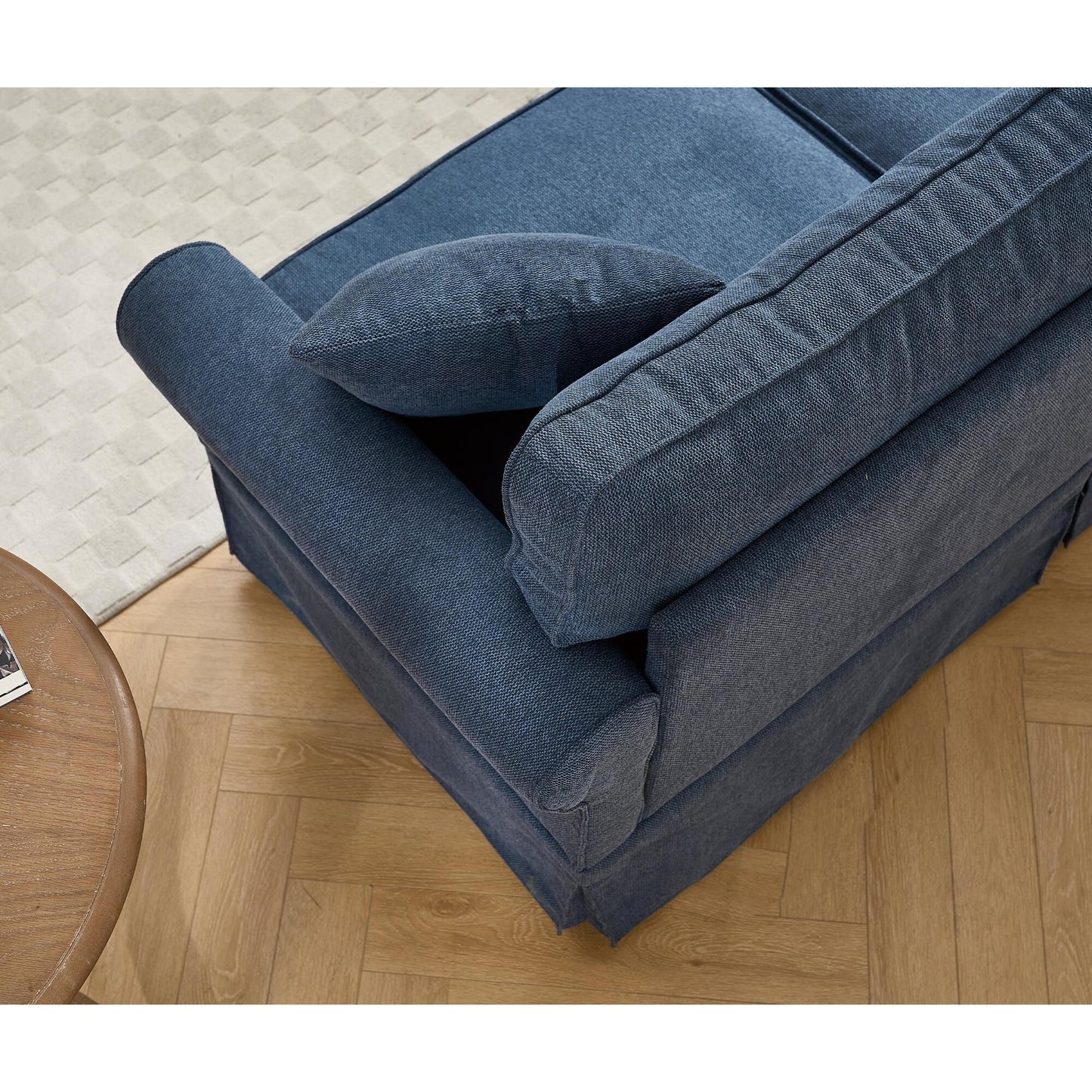 Canapé d'angle sectionnel réversible moderne en forme de L 5 places avec accoudoirs roulés pour salon appartement