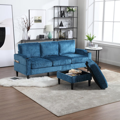 Canapé modulaire moderne en forme de L, 3 places, avec rangement, pouf, oreillers, porte-gobelets, poches latérales
