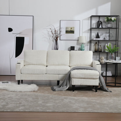 Canapé modulaire moderne en forme de L, 3 places, avec rangement, pouf, oreillers, porte-gobelets, poches latérales