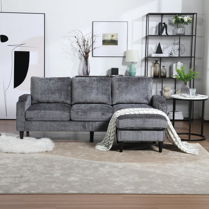 Canapé modulaire moderne en forme de L, 3 places, avec rangement, pouf, oreillers, porte-gobelets, poches latérales