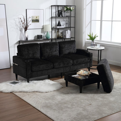 Canapé modulaire moderne en forme de L, 3 places, avec rangement, pouf, oreillers, porte-gobelets, poches latérales