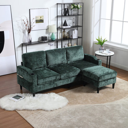 Canapé modulaire moderne en forme de L, 3 places, avec rangement, pouf, oreillers, porte-gobelets, poches latérales
