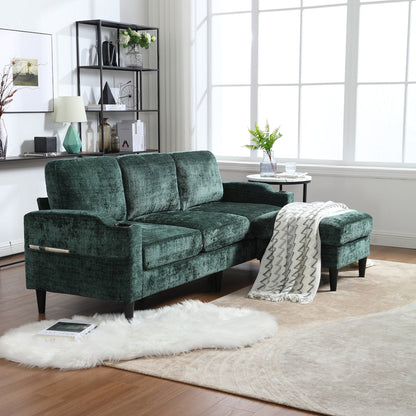 Canapé modulaire moderne en forme de L, 3 places, avec rangement, pouf, oreillers, porte-gobelets, poches latérales