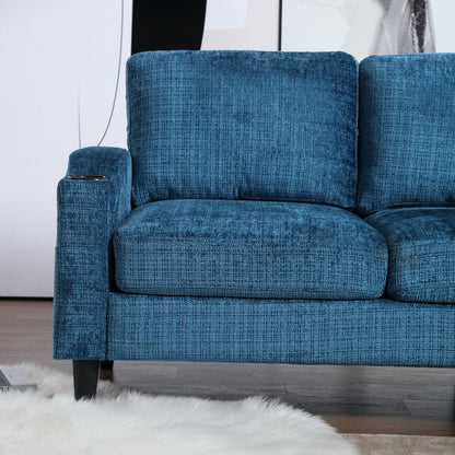 Canapé modulaire moderne en forme de L, 3 places, avec rangement, pouf, oreillers, porte-gobelets, poches latérales
