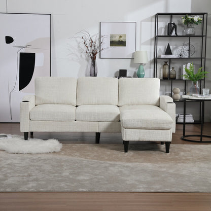 Canapé modulaire moderne en forme de L, 3 places, avec rangement, pouf, oreillers, porte-gobelets, poches latérales
