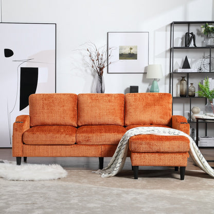 Canapé modulaire moderne en forme de L, 3 places, avec rangement, pouf, oreillers, porte-gobelets, poches latérales