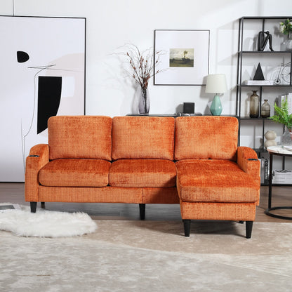 Canapé modulaire moderne en forme de L, 3 places, avec rangement, pouf, oreillers, porte-gobelets, poches latérales