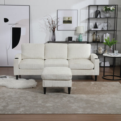 Canapé modulaire moderne en forme de L, 3 places, avec rangement, pouf, oreillers, porte-gobelets, poches latérales