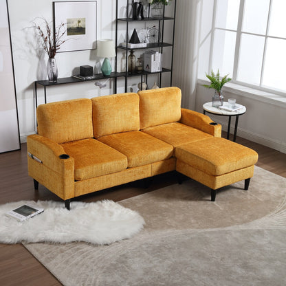 Canapé modulaire moderne en forme de L, 3 places, avec rangement, pouf, oreillers, porte-gobelets, poches latérales