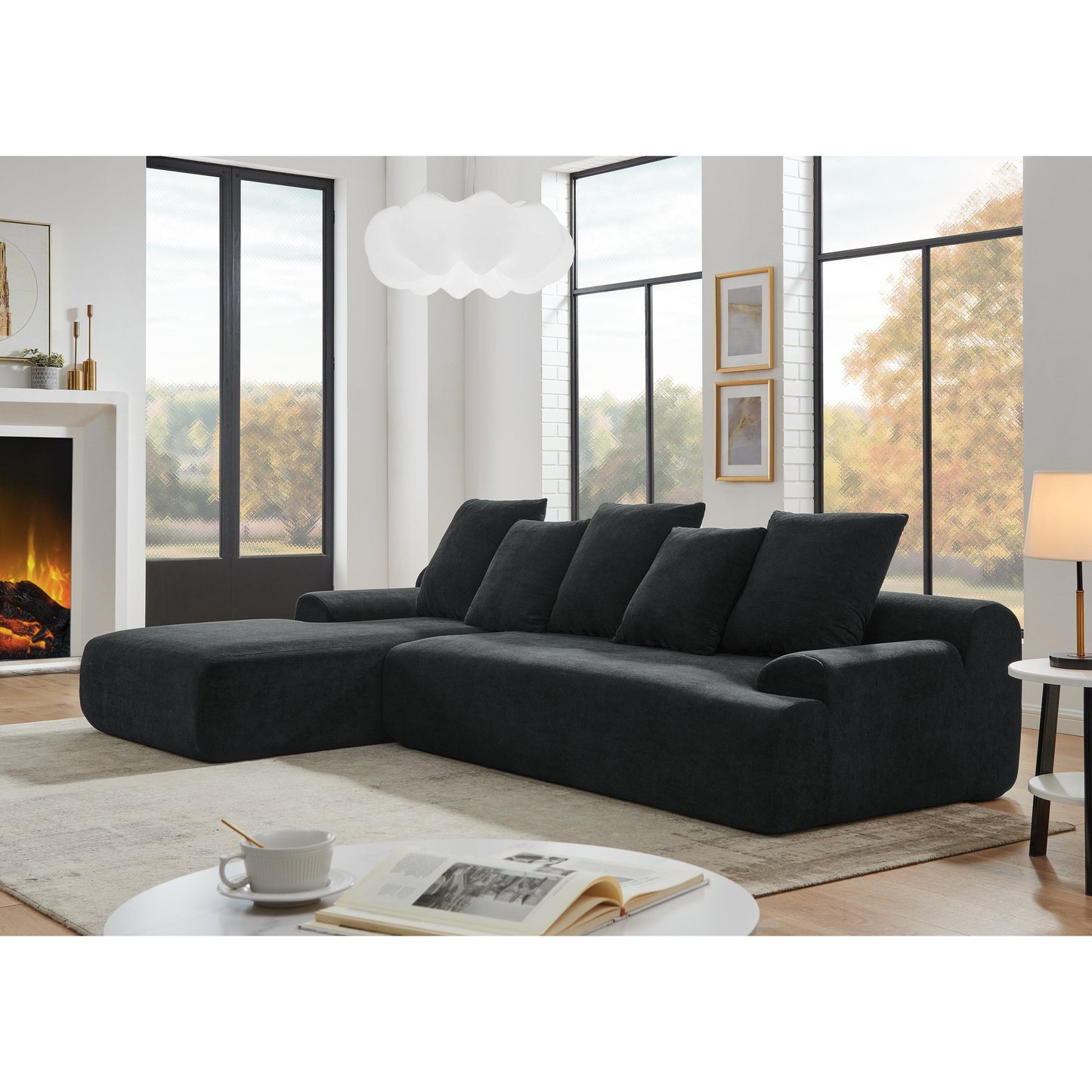 Canapé sectionnel 4 places moderne en forme de L, rembourré et modulaire, pour salon ou appartement
