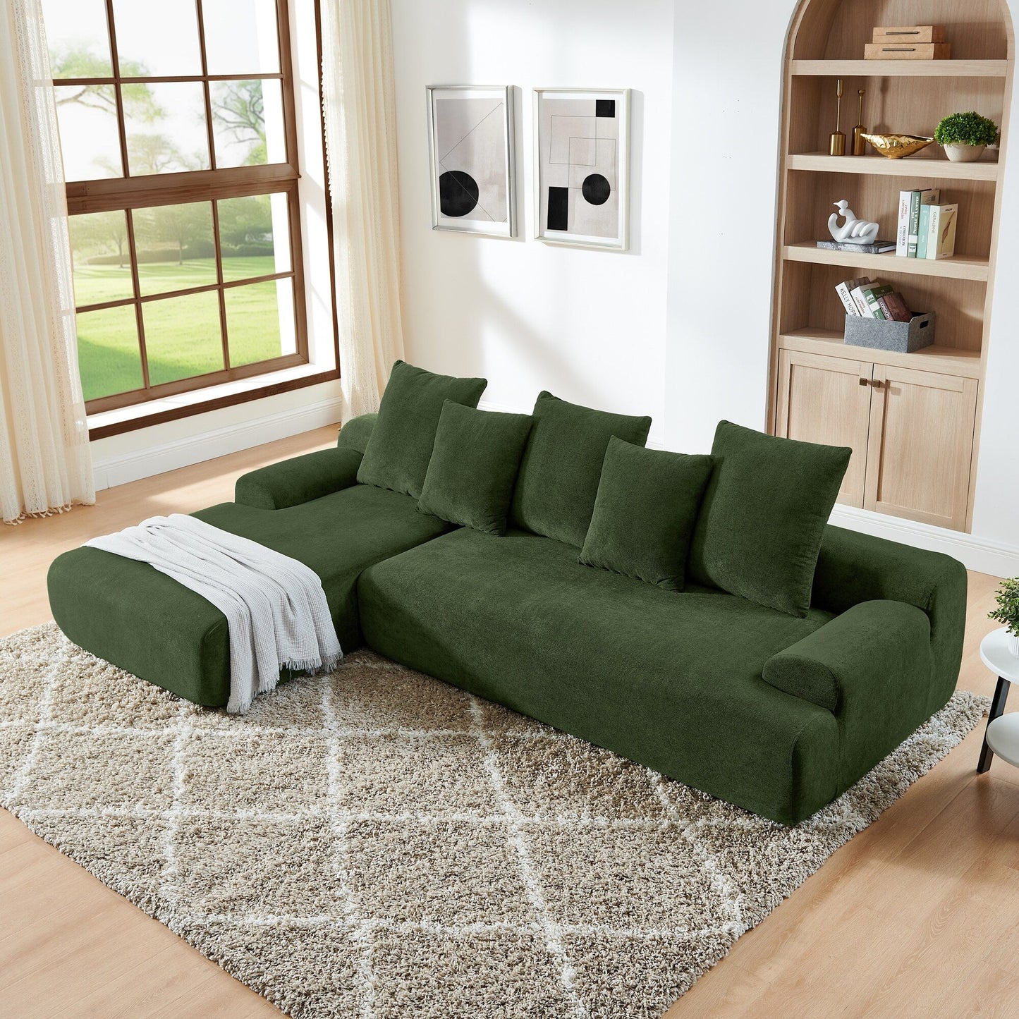 Canapé sectionnel 4 places moderne en forme de L, rembourré et modulaire, pour salon ou appartement