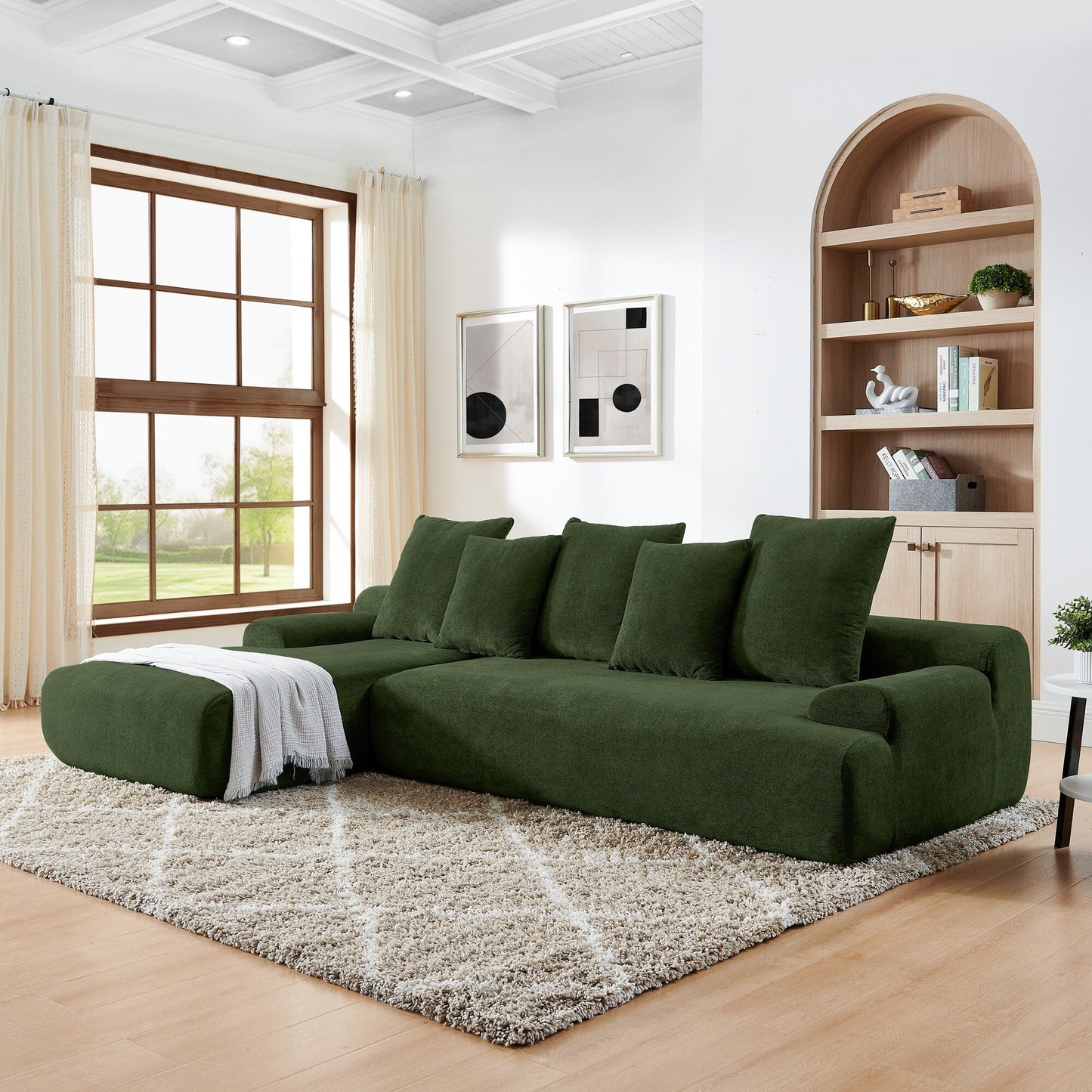 Canapé sectionnel 4 places moderne en forme de L, rembourré et modulaire, pour salon ou appartement